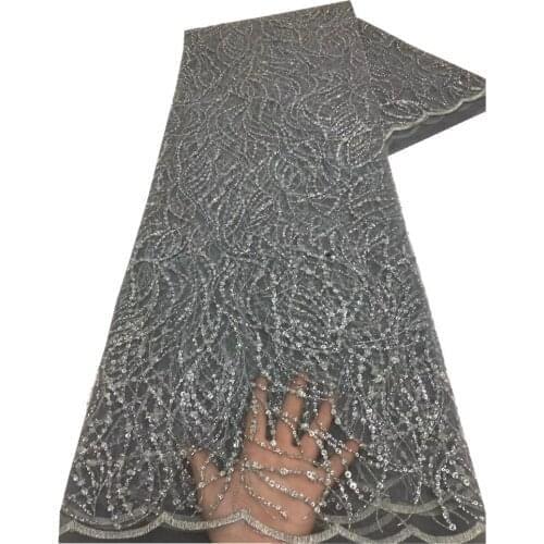 SJ Lace French Nigerian Lace Fabrics 2021 High Quality Handmade Beaded Lace African Lace Fabric For Wedding Party Sewing x3-72