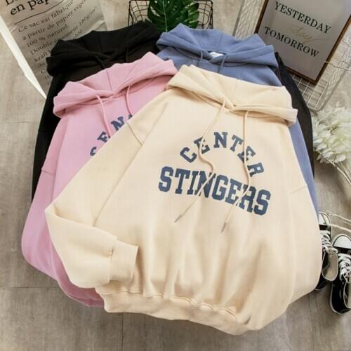 Women Letter Printed Hoodies Plus Size Oversized Leisure Harajuku Sweatshirt Winter Kawaii Korean Style Hoodies