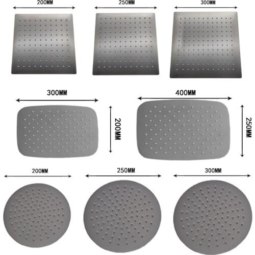 Overhead Ceiling Top Shower Head Sprinkler Rainfall Spa Gun Metal Black Dark grey Square Round Oval 8/10/12/16 inch Bath