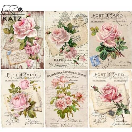 Vintage Diamond Painting Roses Embroidery Crossing Diy Mosaic Picture Art Gift Living Room Cross Stitch Home Decoration