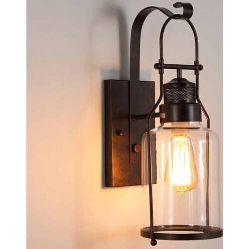 Vintage Iron Wall Lamp American Country Wall Lamps For Living Room Bedroom Industrial Decor Bathroom Fixtures Wall Mirror Light