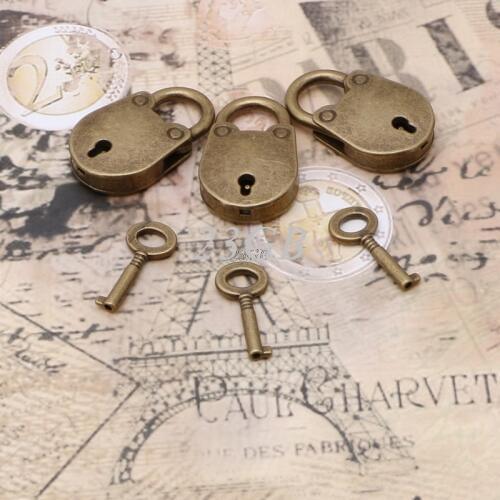 Vintage Old Antique Style Mini Archaize Padlocks Key Lock With key 3PCS/SET J24