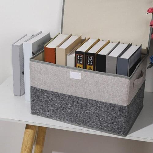 Storage Box Foldable Large Capacity Cotton Flax Thickened Clothing Storage Basket Home Rectangle Storage Bin with Lid
