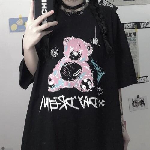 Printing Casual Harajuk goth Females tshirts Kawaii Unisex Short Sleeve Anime T Shirt HipHop Summer Women Streetwear Tops 2021