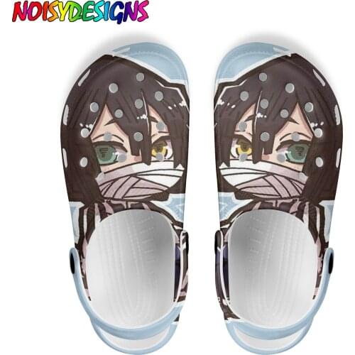 NOISYDESIGNS Womens Garden Clogs Nurse Shoes Cartoon Demon Slayer Printing Woman Slippers Summer Breathable Sandals Mujer