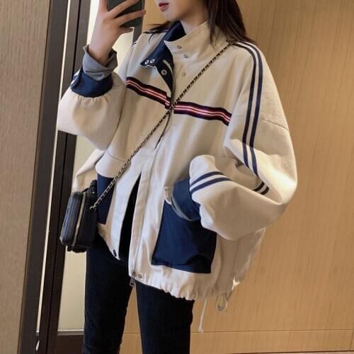 Womens Windbreaker 2020 Retro Hong Kong Style Tooling Jacket 2020 Autumn New Loose Top All-match Casual Womens Trend