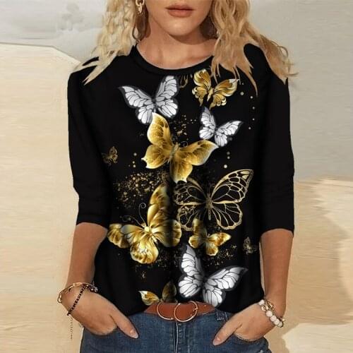 Vintage Women O-neck Blouse 2021 Autumn Fashion Long Sleeve Casual Loose Street Tops Ladies Wave Point Printed Elegant Shirt