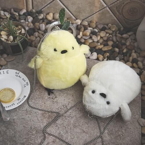 Women Bags Personality Cute Small Chicken Fur Shoulder Bag Mobile Phone Messenger Bag Lovely Handbag Bolsas