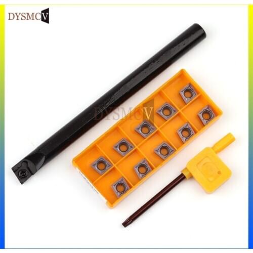 1PC internal turning tool holder S12M S14N S16Q S20R S25S -SCLCR09 +10PCS CCMT09T304 carbide insert turning tool cutting kit