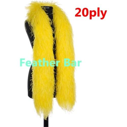 10meters/lot Yellow color Ostrich Feather Boas - Scarf - 2 meter Long /pc- Halloween 20ply Fluffy feather fringes