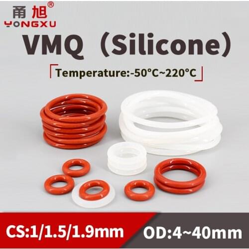10PCS/Lot VMQ O Ring Seal Gasket Thickness CS1/1.5/1.9mm OD4-40mm Silicone Rubber Insulation Waterproof Washer Green Nontoxi