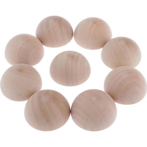 MagiDeal 10/set Natural Solid Wood Blocks Hemisphere Ball for Photo Prop 5cm