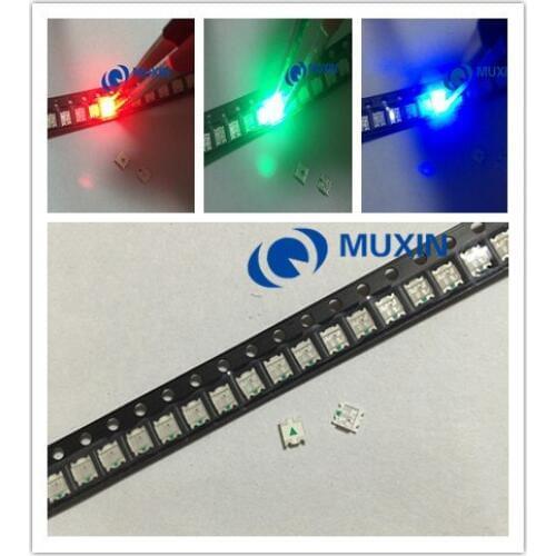 100pcs 1206 (3227) RGB Common Anode SMD LED Bead Tricolor Red Green Blue 20mA Ultra Bright Chip Light Emitting Diode Lamp SMT