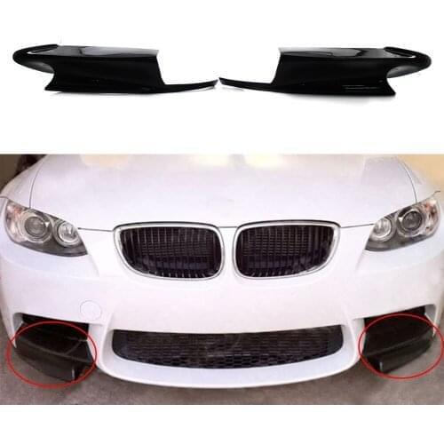 2x Gloss Black Auto Front Bumper Splitters Lip Spoiler Trims For BMW E92 3 Series M3 2008 2009 2010 2011 2012 2013 Plastic