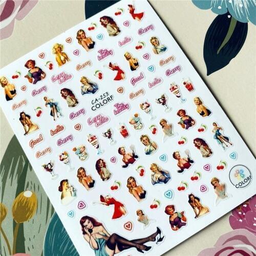 CA-211 to 264 Belle Beauty Flower Cat Rose 3D Back glue Nail decal Nail sticker Nail decoration Nail art Nail tool Nail ornament