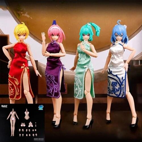 EM2020007 ATK GIRL Figure Model Full Set Female Action Body Toys With 4pcs Cheongsam In Stock