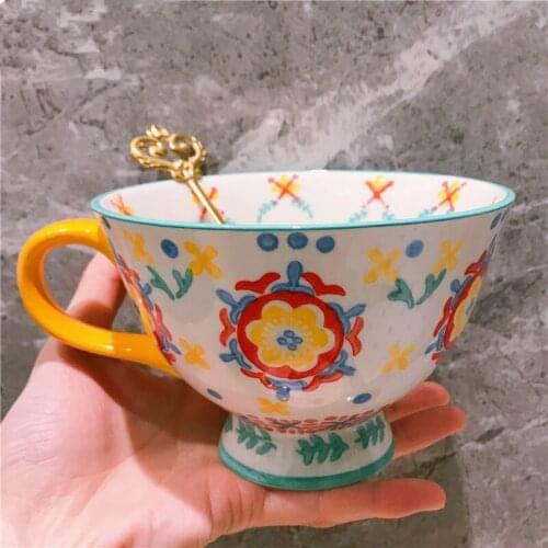 Ceramic Tea Mugs Breakfast Milk Coffee Cup Drinkware Kitchen Drinking Utensils Cup For Lovers Wedding Gift Eco-Friendly 400ML