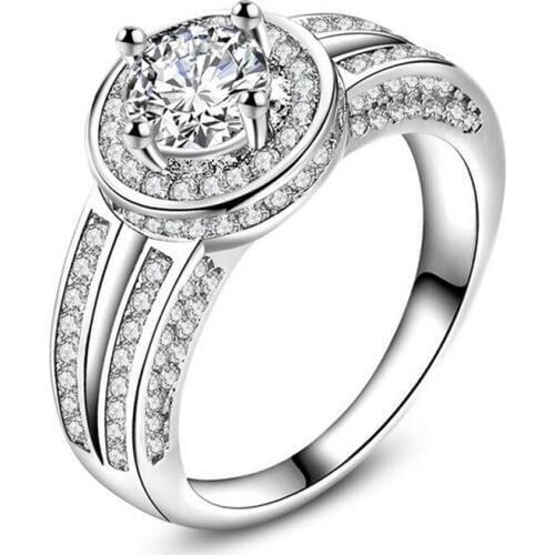 925 Silver colorRings Crystal Compatible With European Fit Original Wedding Brand Ring Jewelry Christmas Gift #177