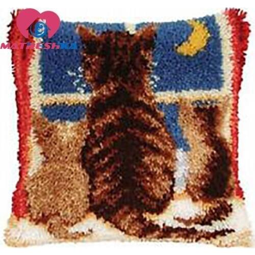 Cats cross-stitch pillow latch hook kits embroidery carpet do it yourself embroidery pillow Foamiran for crafts home decor