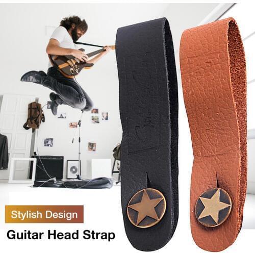 Leather Guitar Strap Holder Button Safe Lock with Strong Metal Fastener,Fits Above Neck on Headstock