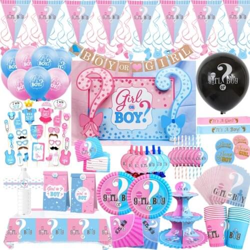 Gender Reveal Girl or Boy Latex Balloon Baby Shower Disposable Tableware Birthday Party Decoration Kids Favor Supplies