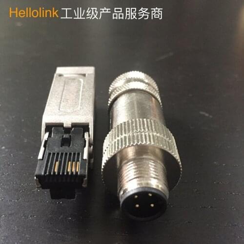 M12 Four-plug Ethernet Air Connector Profinet Connector Eight-core Sensor D Type Male Head Female Head