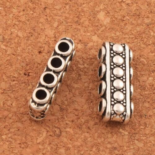 GEM-inside Bali Style Metal Rectangle Spacer Bars 4-Strand L510 23PCS Zinc AlloyJewelry Making Beads 19x7mm