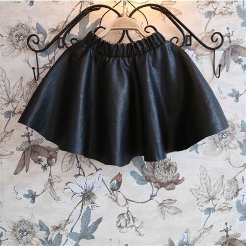 Cute 2-10T winter thicken girls tutu skirt children girl PU leather skirt skirts for kids toddler girl clothing 2017