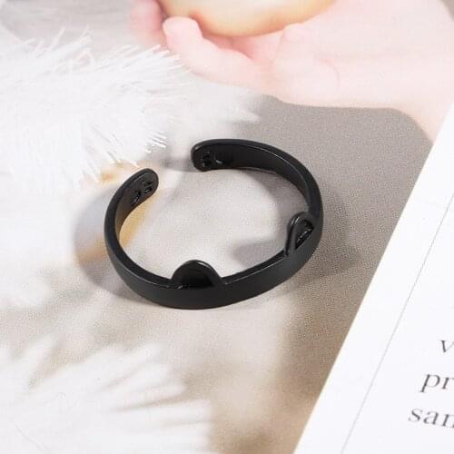 Black Silver Color Cat Ear Finger Ring Cute Cat Dog Claw Print Rings For Women Girl Child Adjustable Open Ring Fashion Jewelry