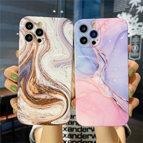 Fashion Marble Texture Stone Phone Cover For iPhone 11 12 Pro Max Mini X XR XS Max 7 8 Plus SE 2020 Shockproof Soft IMD Cover
