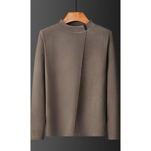 Mens semi-high-necked velvet double-sided velvet warm underwear mens long-sleeved T-shirt in the high-necked autumn coat