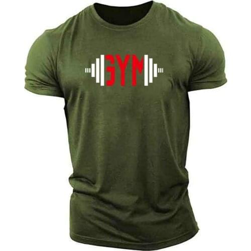 Mens short-sleeved sports T-shirt fitness running summer slim fit shirt polyester material 2021 mens clothing