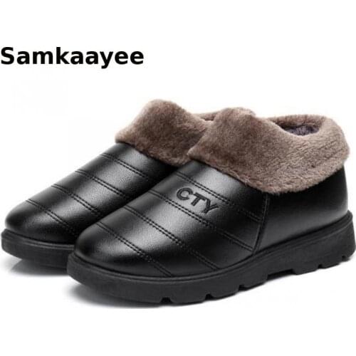 Size 35-44 Mens Snow Boots Winter Couples Martin Botas Male Slip-On Cotton Shoes Motorcycle Booties Waterproof Wool Zapatos Y25
