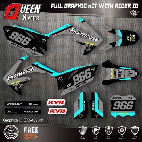 QUEEN X MOTOR Custom Team Graphics Decals 3M Stickers Kit For HONDA Decal 2010 2011 2013 CRF250R 2009 2010 2011 2012 CRF450R 001