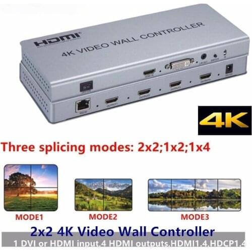 HDMI 2x2 Video Wall Controller Adapter LCD Digital TV 4Kx2K Hdmi DVI wall Processor 3 ways Splitter For DVD STB PS3 PC HDTV