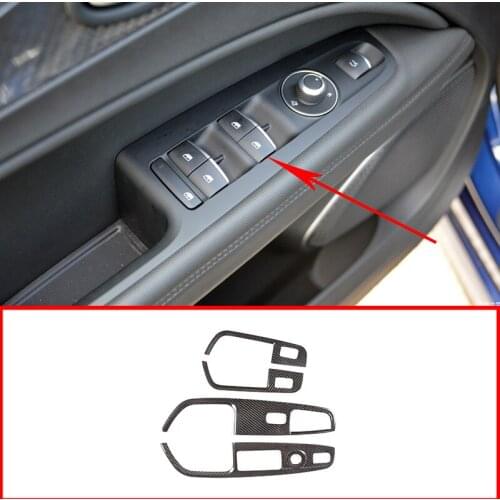 Real Carbon Fiber For Alfa Romeo Stelvio 2016-2019 Car-styling Window Lift Button Frame Cover Trim for Left Hand Driver