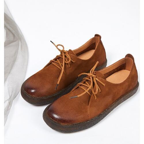 2019 spring new first layer leather casual shoes with flat shoes womens shoes retro leather four seasons shoes women