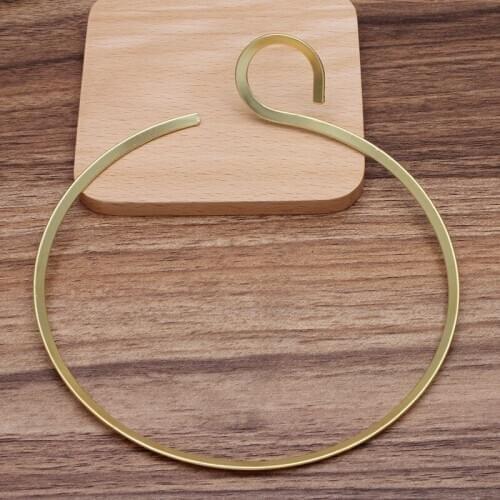 5pcs Wired Choker Collar Circle Open Necklaces Brass Metal DIY Findings European Charms Accessories Multi-color Plated