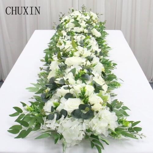 Custom Rose Willow Leaves Flower Row Wedding Arch Floral Arrangement Decoration Home Party Shop Window Backdop Wall Display