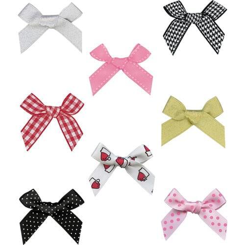 1.5" Simple Ribbon Bow Hand Tied Bow Tying Up By Printed Dot Satin Ribbon / Gingham Ribbon / Gold / Silver Purl Metallic Ribbon