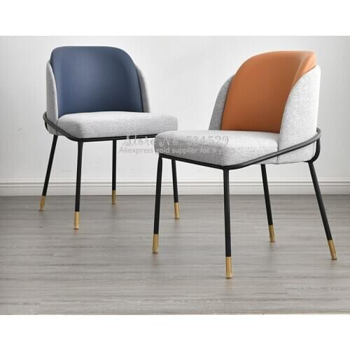 Luxury Dining Chair Nordic PU&linen Chair Modern Home Backrest Leisure Restaurant Lounge Chair Bar Chair Office Chair