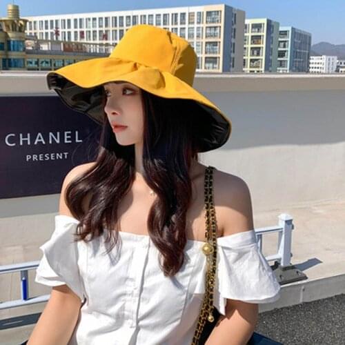 Black Plastic Anti-Uv Fishermans Hat Large Brim Anti-Sun Hat Womens Summer Sun Visor Thin Section Sun Hat