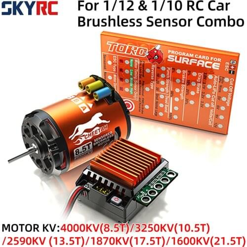 SKYRC 8.5T/10.5T/13.5T/17.5T/21.5T Brushless Motor 60A Sensored ESC LED Program Card Combo Set Power System for 1/10 1/12 RC Car
