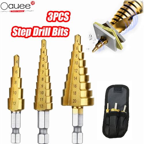 HSS Steel Titanium Step Drill Bits Cone Cutt Tools Woodworking Wood Metal Drill Bit Set 3-12mm 4-12mm 4-20mm 3-13mm