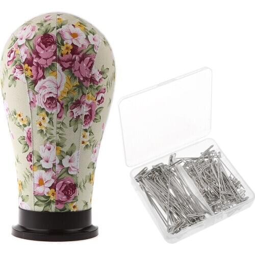 150Pcs/lot T Pins Needles with 21 inches Canvas Block Wig Making Styling Drying Displaying Mannequin Head Stander