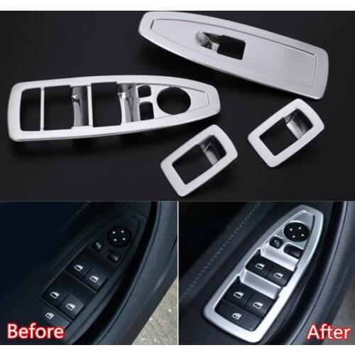 YAQUICKA 4Pcs/set Car Window Lift Switch Button Frame Trim Styling Sticker For BMW X1 F48 2016 2017 2018 Interior Accessories