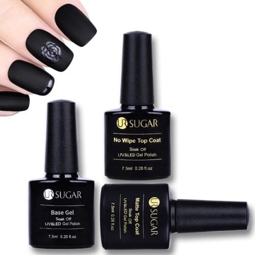 UR SUGAR Tempered Base Coat Matte No Wipe Top Coat UV Gel Polish Soak Off Long-lasting Nail Art Gel
