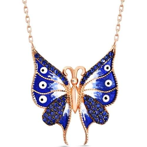 925 Sterling Silver Women Necklace with Zircon Stone and Evil Eye Design Trendy Fashion Vintage Jewelry Gift Made in Turkey