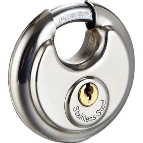 MTGATHER 70mm Disc Padlock Shackle Stainless Steel Heavy Duty 2 Keys Waterproof Rustproof Top Quality