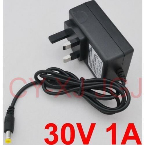 100pcs 30V 1A AC 100V-240V Converter Adapter DC 30V 1A 1000mA Power Supply UK Plug 5.5mm x 2.1mm
